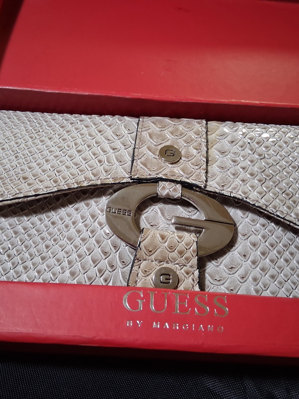 Guess by Marciano Faux Snakeskin Tri-Fold Wallet Clutch with Box